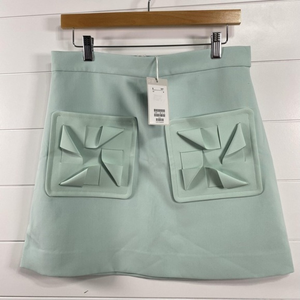 COS Skirt Womens 8 Mint Green 3D Pocket‎ A-Line Mini Modern Sculptural NWT